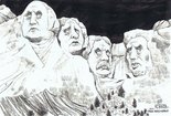 A frowning Mount Rushmore Image.