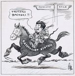 BEGGAR ON HORSEBACK: Trotsky, who was recently banished for his reported conversion to Capitalism, has returned to Moscow to take high office. It may be window-dressing while the question of clearing out the Bolsheviks is being discussed in this country. Image.