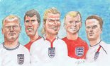 England Greats: Alan Shearer Geoff Hurst David Beckham Bobby Moore Michael Owen Image.