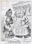 The British butcher, supplying John Bull with a substitute for bread, vide message to Lord Mayor Image.