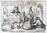 Opening of the Budget; -or- John Bull giving his Breeches to save his Bacon. Image.