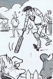 "Bought a W. G. Grace bat the the Lord's sale - out first ball, poor blighter." Image.