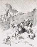Rain-basking: The New English Pastime. (The impervious Patriot. “Ah Toby, my boy, They’ve got nothing like this on the Lido,” Image.
