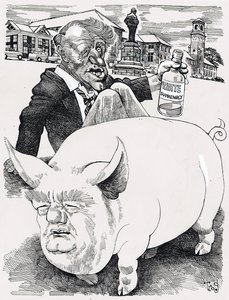 "Ye can tell a man that boozes by the company he chooses. At that the pig got up and walked away."
