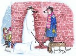 Fred Basset and the snowman and snow basset hound Image.