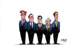 Cameron Osborne Alexander Clegg Cable original cartoon artwork. Image.