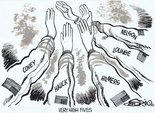 Very high fives Image.