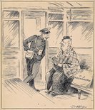 Chatty Messenger: "Well, dearie, is it depot only?" (In connection with the tramways dispute.) Image.