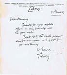 Terence Parkes 'Larry' hand-written letter Image.