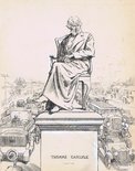 A PHILOSOPHER ON THE GREAT NORTH ROAD. The apostle of silence: "Forty millions, mostly makers of noise." (Footnote A statue of Carlyle was unveiled on September 3 at Ecclefechan through which motorists now pass daily.)  Image.