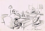 Magistrate: "Let me see - haven't I dealt with this person before." Constable: Couldn't say, sir. He's the local pawnbroker." Image.