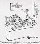 "Yet another badly spelt school-leaver's CV, Miss Parslow." Image.
