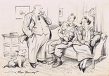 "Have a cigarette sir - That's funny, the packets squashed quite flat." Image.