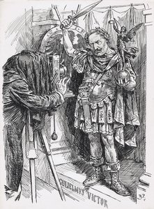 Giving the Show Away. German press bureau photographer. "Costume perfect, sire - accessories admirable; but in view of all these 'victories,' dare we suggest that the EXPRESSION might be just a touch more JUBILANT?" 
