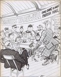 "....and so, lidies and gents, I rises on my plates o' meat to say Ta Ta to our old chinas from the smoke. May they 'ave benefited from their five years win the toffs of Little Mudleigh. Not 'arf!" Image.