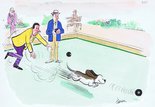 Fred Basset playing bowls Image.