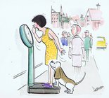 Fred Basset on a weighing machine Image.