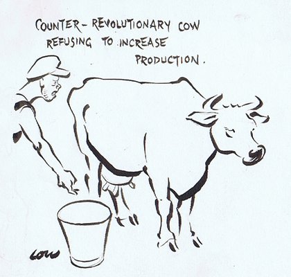 Counter-revolutionary cow refusing to increase production. - Cartoon Gallery