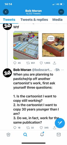Bob Moran insults other cartoonists and is fired from the Daily Telegraph
