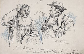 John Bull: "Come my friend you haven't got so very much to complain about just now." British agriculturalist: "Well isn't that enough to make us grumble!"