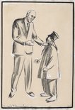 Permitting Germany to rearm:Sir John Simon: Don't worry, we are still here, like in 1914! The little Belgium: Precisely! as in 1915 - we are still here. Image.