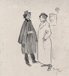 SOLD THE NEW PLAY Low Comedian: "Have you seen the notice?" Tragedian: "No. is it a good one?" Low Comedian: It's a fortnights." Image.