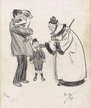 "Do you ever fight little boy?" "No I 'aint got a  bruvver." Image.