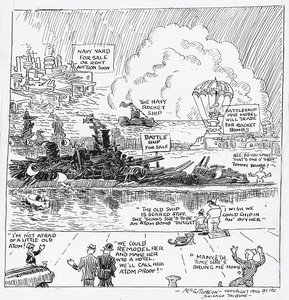 When the battleship gets scared of the atomic bomb.