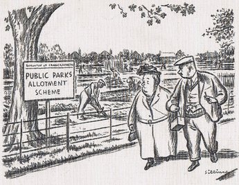 "Lets walk through the park and 'ave a look at the vegetables."