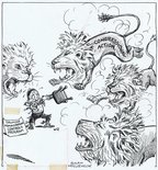 The animal trainer seems to have lost his control Image.