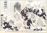 "With his head tucked underneath his arm, he walks the ruddy tower. With his head tucked underneath his arm, at the midnight hour." (popular song) (Last night Tax Commissioners held a banquet in the Tower of London) Image.