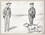 NOT EXPEDIENT. Mr. Asquith: Where's that big Tariff Reform dog you're always talling about? Why don't you trot him out? Mr. Bonar Law: it's not expedient, just the noo! Image.