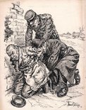 GIVING HIM ROPE. German Criminal (to Allied Police): "Here, I say, stop! You're hurting me! [Aside]: If I only whine enough I may be able to wriggle out of this yet." Image.