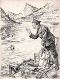 ONE MORE RIVER TO LEAVE. Rhine Maiden (politely concealing her satisfaction). "Must you give up keeping a watch on us?" Thomas Atkins (knowing the language). "Ich muss." Image.