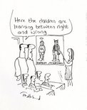 Here the children are learning between right and wrong Image.