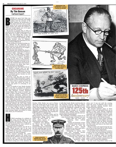 My Daily Express article on Sidney Strube and his exploits during the First World War