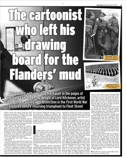 My Daily Express article on Sidney Strube and his exploits during the First World War