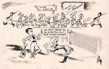 PLAYING THE GAME. The man who made sure of winning the singles. (Wholesale arrests of Hitler's opponents are being carried out in Germany.) Image.