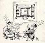 A NEW WHITEHALL? Dilly: "Have you seen this? Architects too old at 55!" Dally: "Tut-tut. When they come to internal planning they will have two come back to the old firm." Image.
