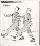 IN STEP. Commissions and other ranks, as in the regular army, are to be granted in the Home Guard, as part of a more permanent organisation. Lord Gore will be Inspector General. Image.