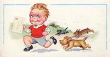 Cats 'an dogs run fast as fast and so do rabbits too, But none of 'em runs as fast as me, Cos I've got to catch the post, you see, To send this card to you. Image.