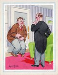 "Did you take as much salts as you could put on a shilling?" "Well, Doctor, I hadn't a shilling, so I put as much as I could get on twelve pennies!" Image.