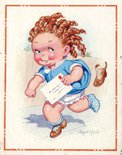 I've bust a stay-lace and lost a shoe, but I must catch the post whatever I do, to get this little card to you. Image.