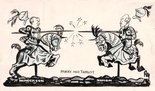 DISARMAMENT KNIGHTS IN ARMOUR. A remarkably spirited group has been unearthed at Geneva after months of digging. It is thought that it symbolises "Peace." Image.
