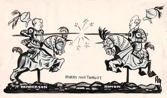 DISARMAMENT KNIGHTS IN ARMOUR. A remarkably spirited group has been unearthed at Geneva after months of digging. It is thought that it symbolises "Peace."