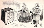 ROBBED? Europa: "Oh! dear. Empty!" P.C. Bull: "Are you quite sure there was even anything in it - er, excepting the shelves!" Image.