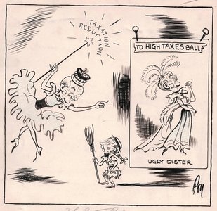 The Better Role. Fairy Godmother: "Throw that dreadful photo away, child. I am sure I could never have looked like that." (Viscount Snowden came out last night in the House of Lords as a champion of lower income tax.)