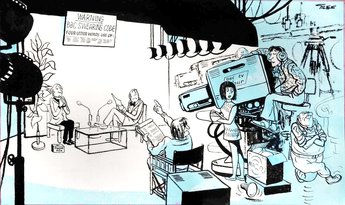 "Actually Charlie has read the notice, but that lamp he picked up was a trifle warm."