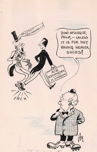 THE TENDERFOOT: Mr Churchill maintained that as even the small air advance of the government was certain to arouse the outcry of the Pacifists it would have been better to have come down with something of real weight regardless of other people's cares.