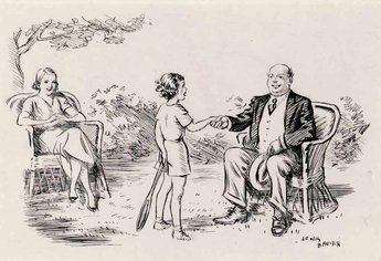 "Why, my dear, you are getting a big girl. Too big to kiss, hey?" "Well hang it all, uncle. I'm the wrong side of ten!"